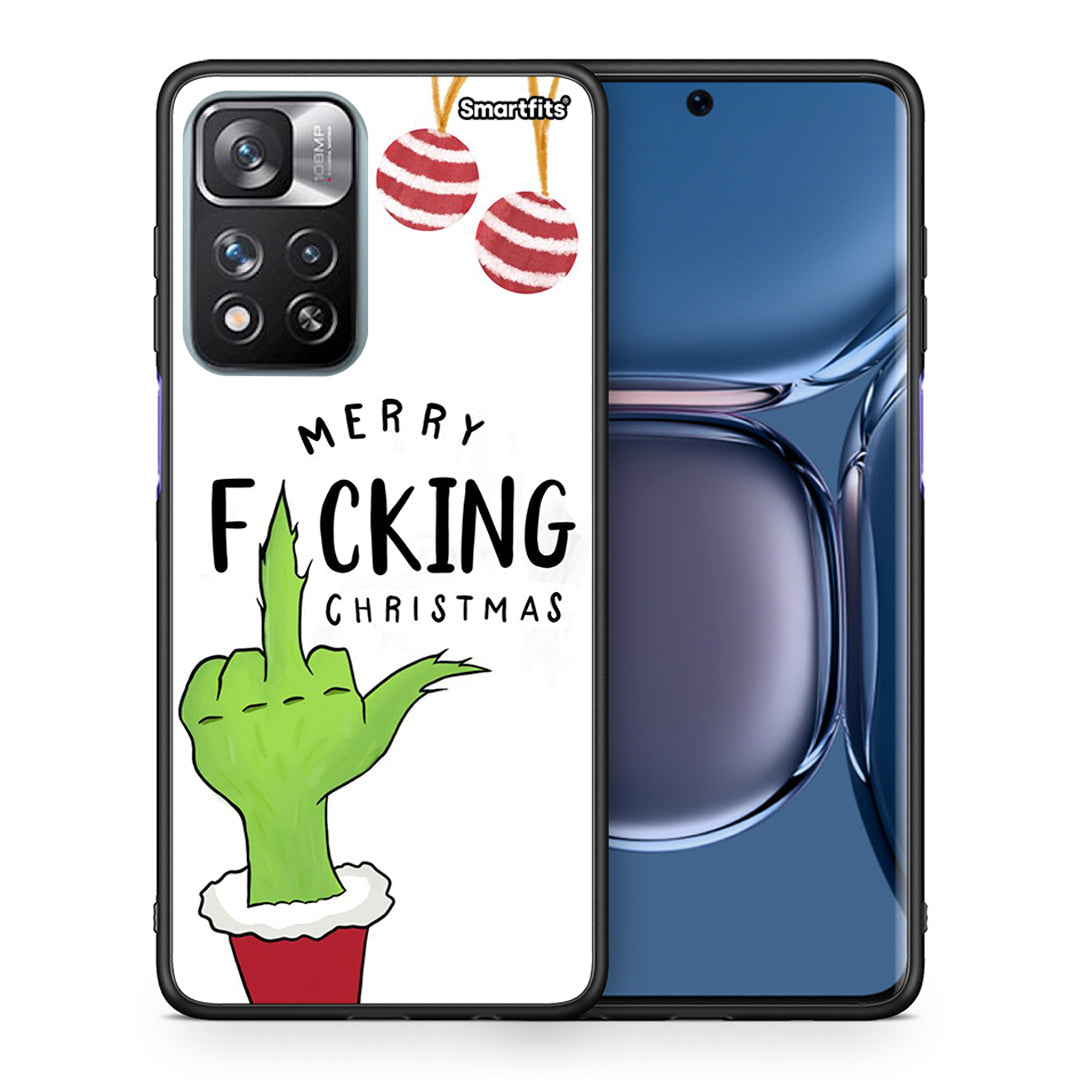Θήκη Xiaomi Redmi Note 11 Pro/11 Pro+ Merry F Xmas από τη Smartfits με σχέδιο στο πίσω μέρος και μαύρο περίβλημα | Xiaomi Redmi Note 11 Pro/11 Pro+ Merry F Xmas case with colorful back and black bezels