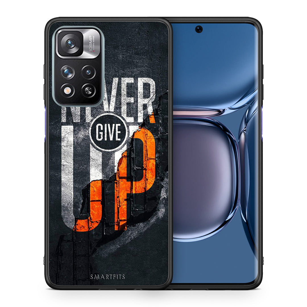 Θήκη Αγίου Βαλεντίνου Xiaomi Redmi Note 11 Pro / 11 Pro+ Never Give Up από τη Smartfits με σχέδιο στο πίσω μέρος και μαύρο περίβλημα | Xiaomi Redmi Note 11 Pro / 11 Pro+ Never Give Up case with colorful back and black bezels