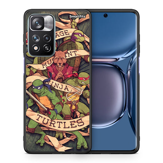 Θήκη Xiaomi Redmi Note 11 Pro/11 Pro+ Ninja Turtles από τη Smartfits με σχέδιο στο πίσω μέρος και μαύρο περίβλημα | Xiaomi Redmi Note 11 Pro/11 Pro+ Ninja Turtles case with colorful back and black bezels