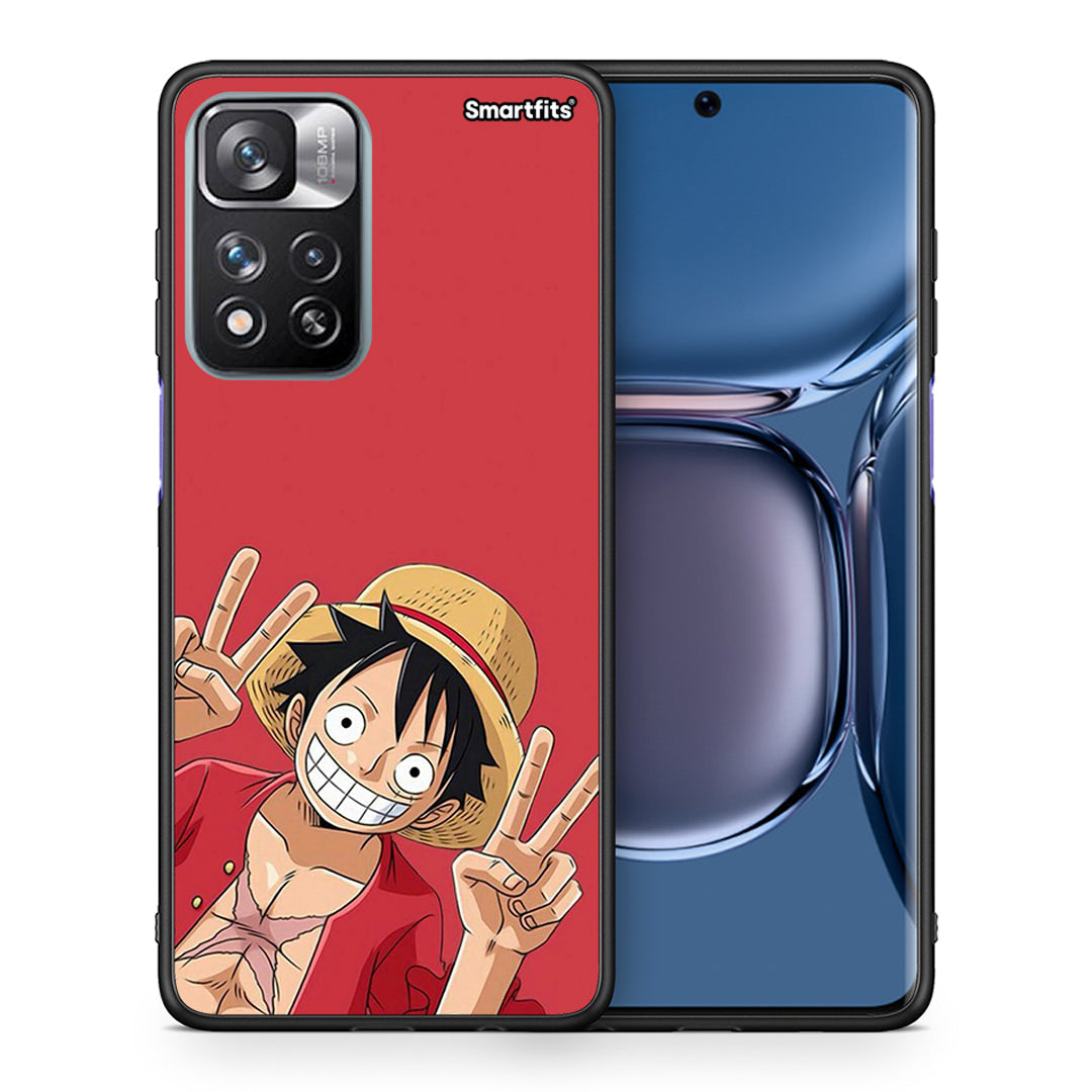 Θήκη Xiaomi Redmi Note 11 Pro / 11 Pro+ Pirate Luffy από τη Smartfits με σχέδιο στο πίσω μέρος και μαύρο περίβλημα | Xiaomi Redmi Note 11 Pro / 11 Pro+ Pirate Luffy case with colorful back and black bezels