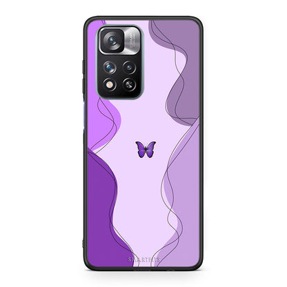 Xiaomi Redmi Note 11 Pro / 11 Pro+ Purple Mariposa Θήκη Αγίου Βαλεντίνου από τη Smartfits με σχέδιο στο πίσω μέρος και μαύρο περίβλημα | Smartphone case with colorful back and black bezels by Smartfits