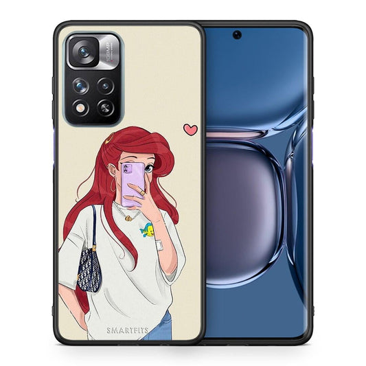 Θήκη Xiaomi Redmi Note 11 Pro / 11 Pro+ Walking Mermaid από τη Smartfits με σχέδιο στο πίσω μέρος και μαύρο περίβλημα | Xiaomi Redmi Note 11 Pro / 11 Pro+ Walking Mermaid case with colorful back and black bezels