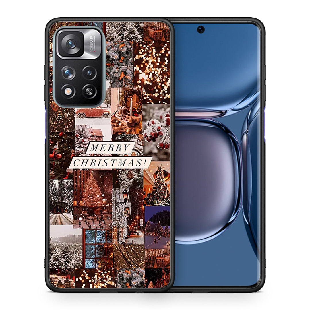 Χριστουγεννιάτικη Θήκη Xiaomi Redmi Note 11 Pro / 11 Pro+ Xmas Collage από τη Smartfits με σχέδιο στο πίσω μέρος και μαύρο περίβλημα | Xiaomi Redmi Note 11 Pro / 11 Pro+ Xmas Collage case with colorful back and black bezels