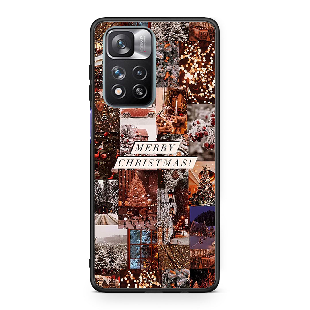 Xiaomi Redmi Note 11 Pro / 11 Pro+ Xmas Collage Χριστουγεννιάτικη Θήκη από τη Smartfits με σχέδιο στο πίσω μέρος και μαύρο περίβλημα | Smartphone case with colorful back and black bezels by Smartfits