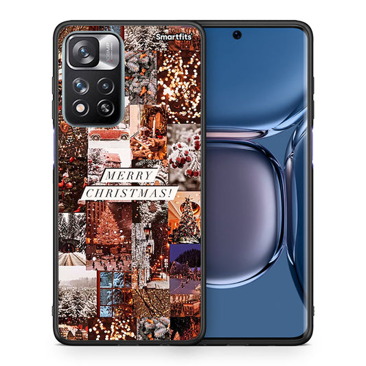 Θήκη Xiaomi Redmi Note 11 Pro/11 Pro+ Xmas Collage από τη Smartfits με σχέδιο στο πίσω μέρος και μαύρο περίβλημα | Xiaomi Redmi Note 11 Pro/11 Pro+ Xmas Collage case with colorful back and black bezels