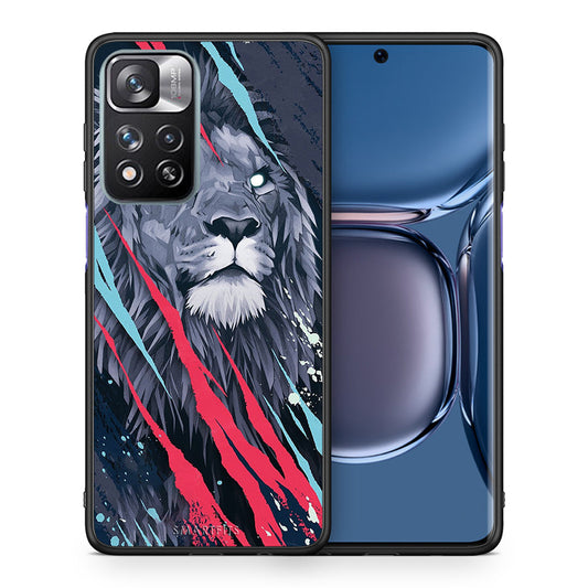 Θήκη Xiaomi Redmi Note 11 Pro/11 Pro+ Lion Designer PopArt από τη Smartfits με σχέδιο στο πίσω μέρος και μαύρο περίβλημα | Xiaomi Redmi Note 11 Pro/11 Pro+ Lion Designer PopArt case with colorful back and black bezels
