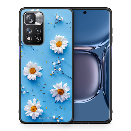 Θήκη Xiaomi Redmi Note 11 Pro/11 Pro+ Real Daisies από τη Smartfits με σχέδιο στο πίσω μέρος και μαύρο περίβλημα | Xiaomi Redmi Note 11 Pro/11 Pro+ Real Daisies case with colorful back and black bezels