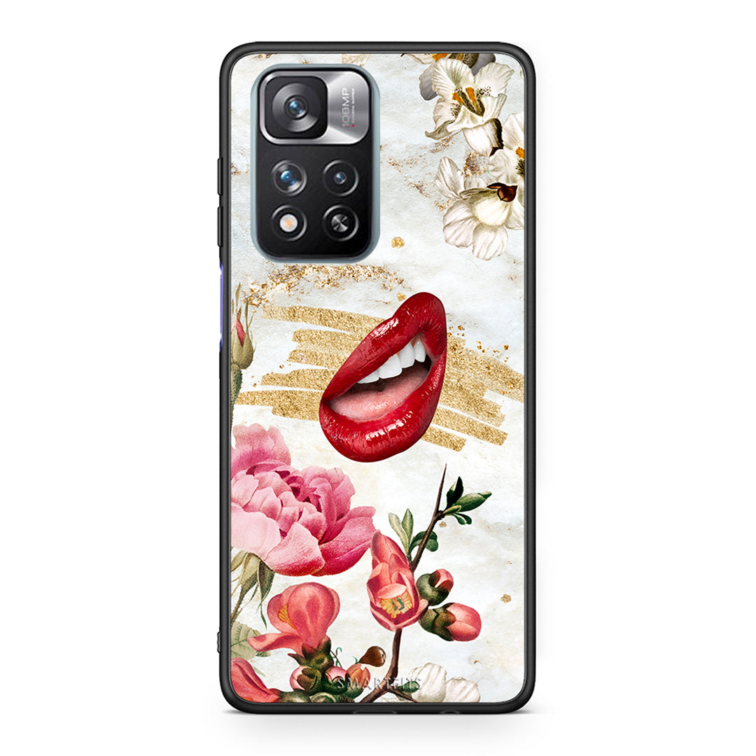 Xiaomi Redmi Note 11 Pro/11 Pro+ Red Lips θήκη από τη Smartfits με σχέδιο στο πίσω μέρος και μαύρο περίβλημα | Smartphone case with colorful back and black bezels by Smartfits