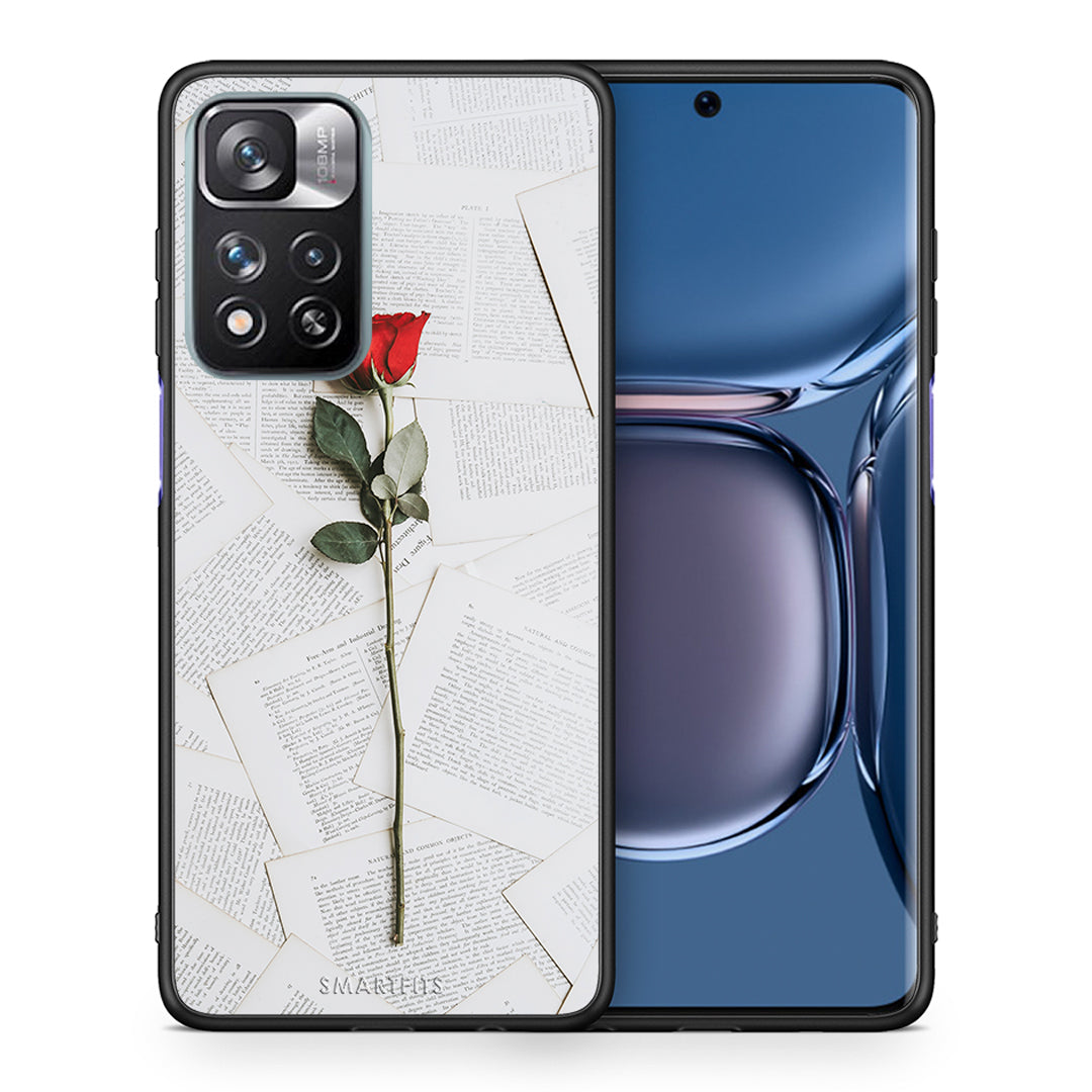 Θήκη Xiaomi Redmi Note 11 Pro/11 Pro+ Red Rose από τη Smartfits με σχέδιο στο πίσω μέρος και μαύρο περίβλημα | Xiaomi Redmi Note 11 Pro/11 Pro+ Red Rose case with colorful back and black bezels