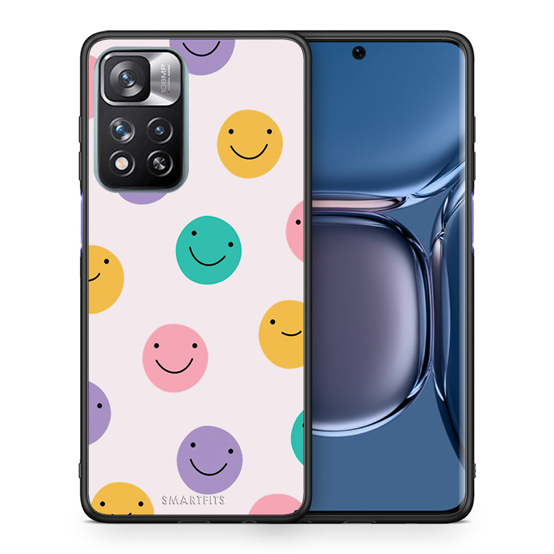 Θήκη Xiaomi Redmi Note 11 Pro/11 Pro+ Smiley Faces από τη Smartfits με σχέδιο στο πίσω μέρος και μαύρο περίβλημα | Xiaomi Redmi Note 11 Pro/11 Pro+ Smiley Faces case with colorful back and black bezels