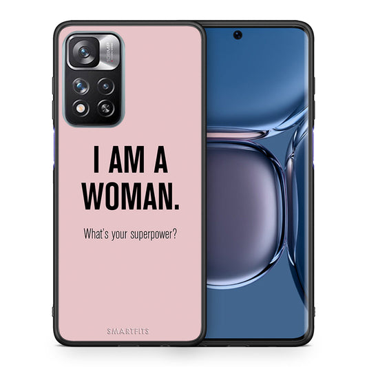 Θήκη Xiaomi Redmi Note 11 Pro/11 Pro+ Superpower Woman από τη Smartfits με σχέδιο στο πίσω μέρος και μαύρο περίβλημα | Xiaomi Redmi Note 11 Pro/11 Pro+ Superpower Woman case with colorful back and black bezels