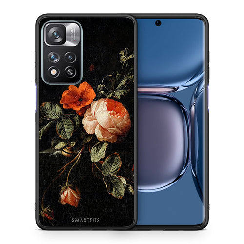 Θήκη Xiaomi Redmi Note 11 Pro/11 Pro+ Vintage Roses από τη Smartfits με σχέδιο στο πίσω μέρος και μαύρο περίβλημα | Xiaomi Redmi Note 11 Pro/11 Pro+ Vintage Roses case with colorful back and black bezels