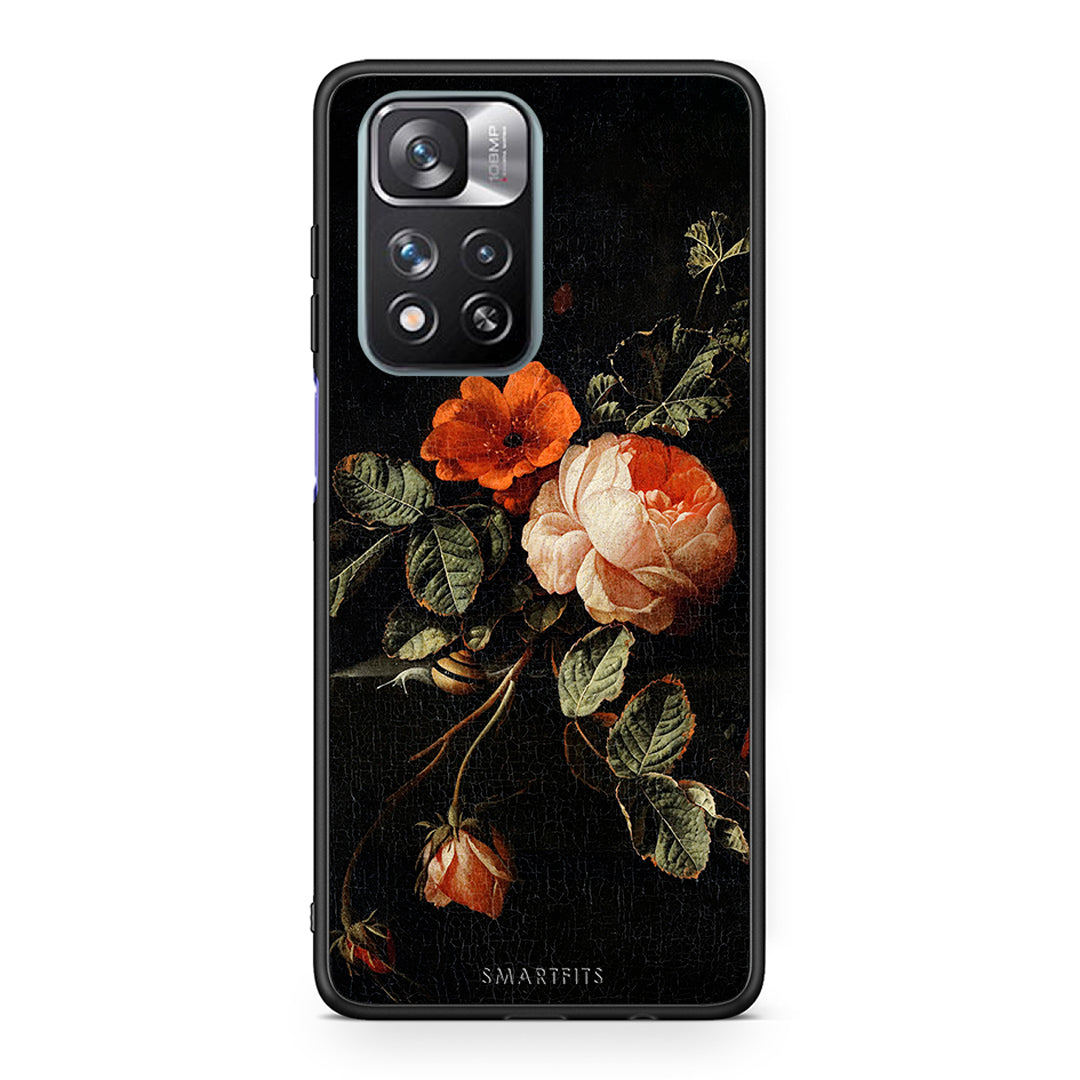 Xiaomi Redmi Note 11 Pro/11 Pro+ Vintage Roses θήκη από τη Smartfits με σχέδιο στο πίσω μέρος και μαύρο περίβλημα | Smartphone case with colorful back and black bezels by Smartfits