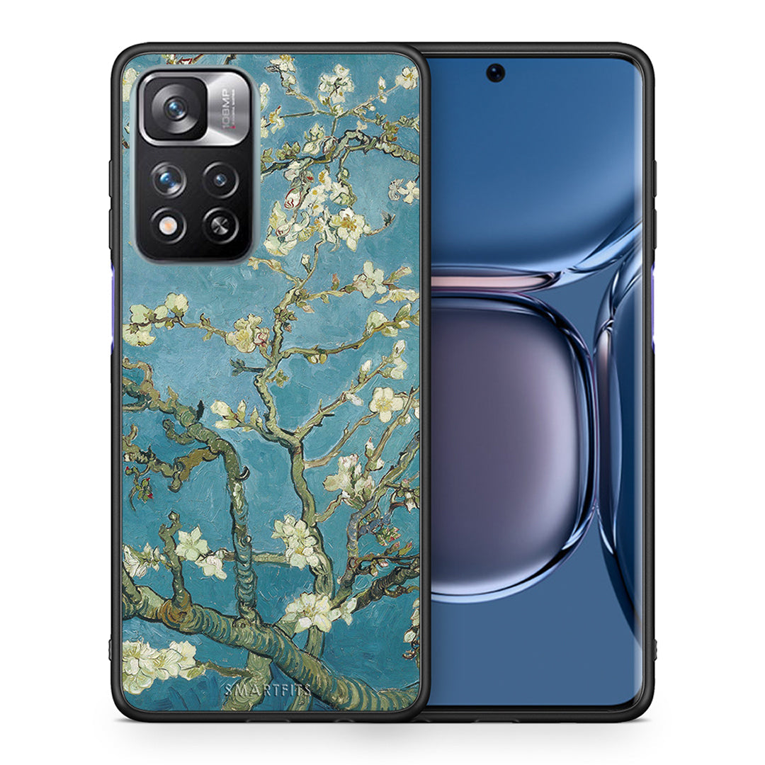 Θήκη Xiaomi Redmi Note 11 Pro/11 Pro+ White Blossoms από τη Smartfits με σχέδιο στο πίσω μέρος και μαύρο περίβλημα | Xiaomi Redmi Note 11 Pro/11 Pro+ White Blossoms case with colorful back and black bezels