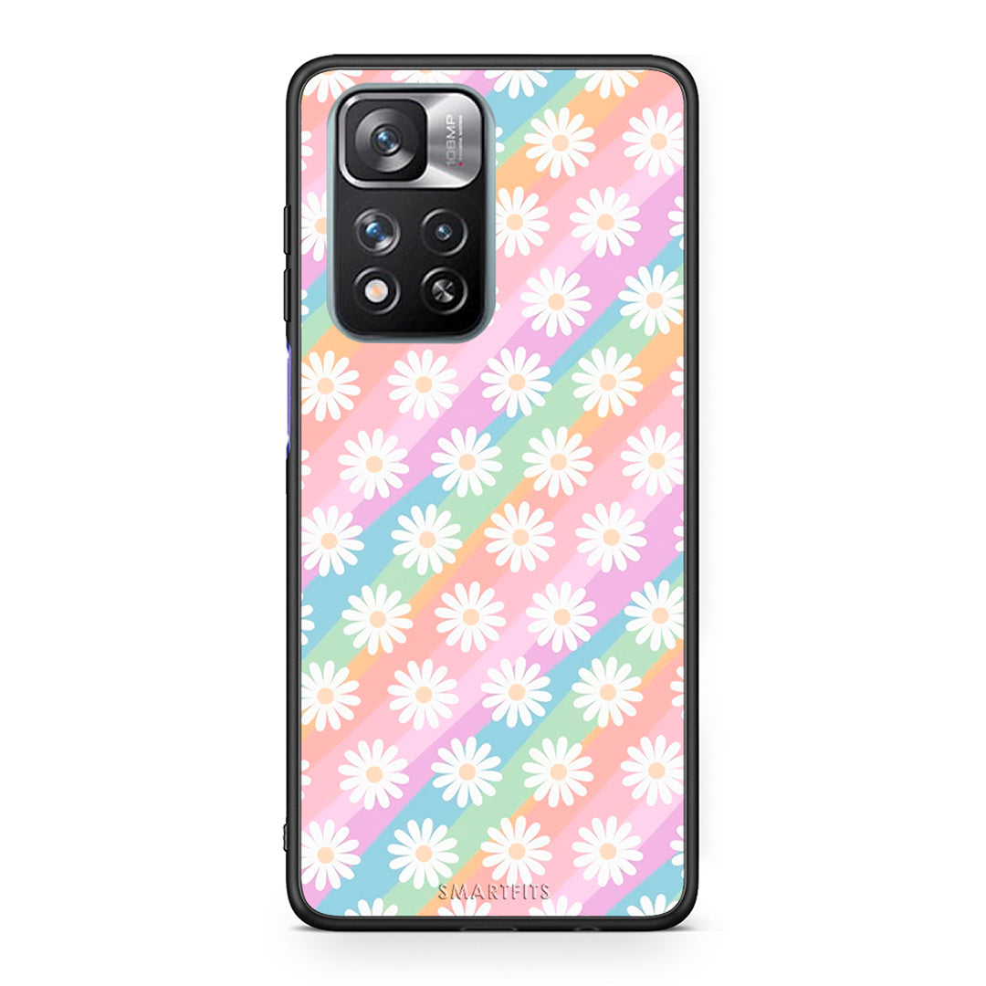 Xiaomi Redmi Note 11 Pro/11 Pro+ White Daisies θήκη από τη Smartfits με σχέδιο στο πίσω μέρος και μαύρο περίβλημα | Smartphone case with colorful back and black bezels by Smartfits