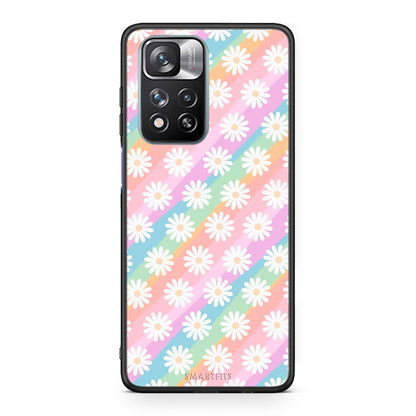 Xiaomi Redmi Note 11 Pro/11 Pro+ White Daisies θήκη από τη Smartfits με σχέδιο στο πίσω μέρος και μαύρο περίβλημα | Smartphone case with colorful back and black bezels by Smartfits