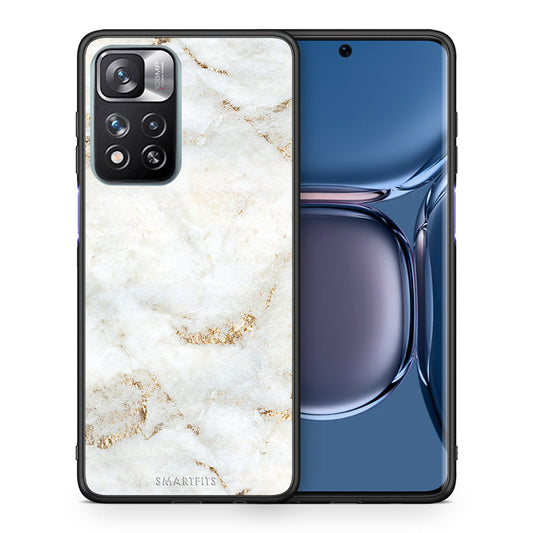 Θήκη Xiaomi Redmi Note 11 Pro/11 Pro+ White Gold Marble από τη Smartfits με σχέδιο στο πίσω μέρος και μαύρο περίβλημα | Xiaomi Redmi Note 11 Pro/11 Pro+ White Gold Marble case with colorful back and black bezels