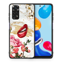 Thumbnail for Θήκη Xiaomi Redmi Note 11 Red Lips από τη Smartfits με σχέδιο στο πίσω μέρος και μαύρο περίβλημα | Xiaomi Redmi Note 11 Red Lips case with colorful back and black bezels