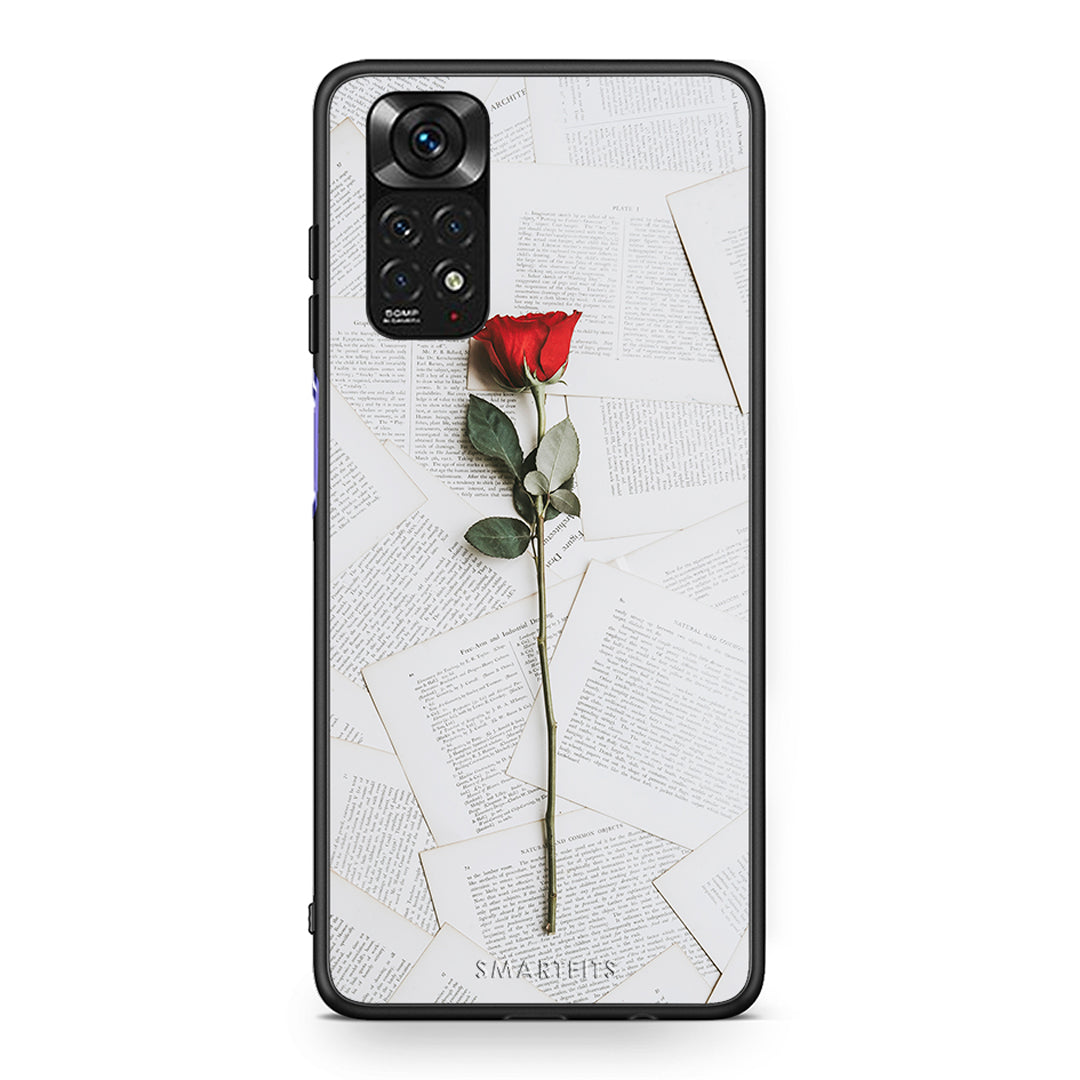 Xiaomi Redmi Note 11 Red Rose θήκη από τη Smartfits με σχέδιο στο πίσω μέρος και μαύρο περίβλημα | Smartphone case with colorful back and black bezels by Smartfits