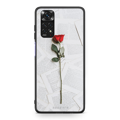 Xiaomi Redmi Note 11 Red Rose θήκη από τη Smartfits με σχέδιο στο πίσω μέρος και μαύρο περίβλημα | Smartphone case with colorful back and black bezels by Smartfits