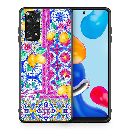 Θήκη Xiaomi Redmi Note 11 Retro Spring από τη Smartfits με σχέδιο στο πίσω μέρος και μαύρο περίβλημα | Xiaomi Redmi Note 11 Retro Spring case with colorful back and black bezels