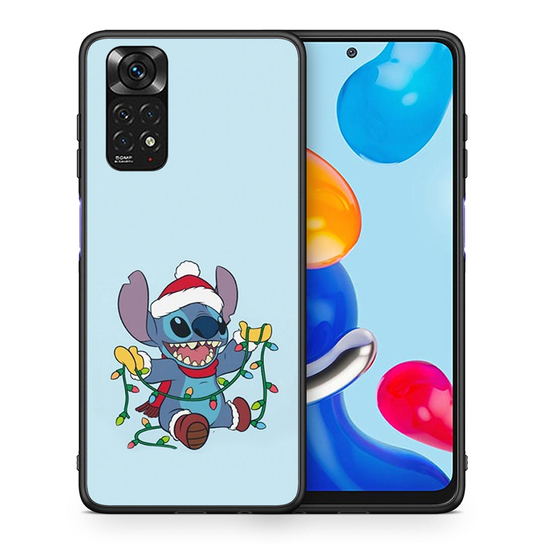 Χριστουγεννιάτικη Θήκη Xiaomi Redmi 10 / Redmi Note 11 4G Santa Stich από τη Smartfits με σχέδιο στο πίσω μέρος και μαύρο περίβλημα | Xiaomi Redmi 10 / Redmi Note 11 4G Santa Stich case with colorful back and black bezels