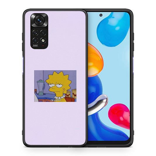 Θήκη Xiaomi Redmi Note 11 So Happy από τη Smartfits με σχέδιο στο πίσω μέρος και μαύρο περίβλημα | Xiaomi Redmi Note 11 So Happy case with colorful back and black bezels