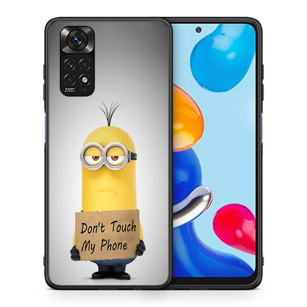 Θήκη Xiaomi Redmi Note 11 Minion Text από τη Smartfits με σχέδιο στο πίσω μέρος και μαύρο περίβλημα | Xiaomi Redmi Note 11 Minion Text case with colorful back and black bezels