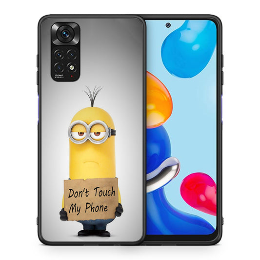 Θήκη Xiaomi Redmi Note 11 Minion Text από τη Smartfits με σχέδιο στο πίσω μέρος και μαύρο περίβλημα | Xiaomi Redmi Note 11 Minion Text case with colorful back and black bezels