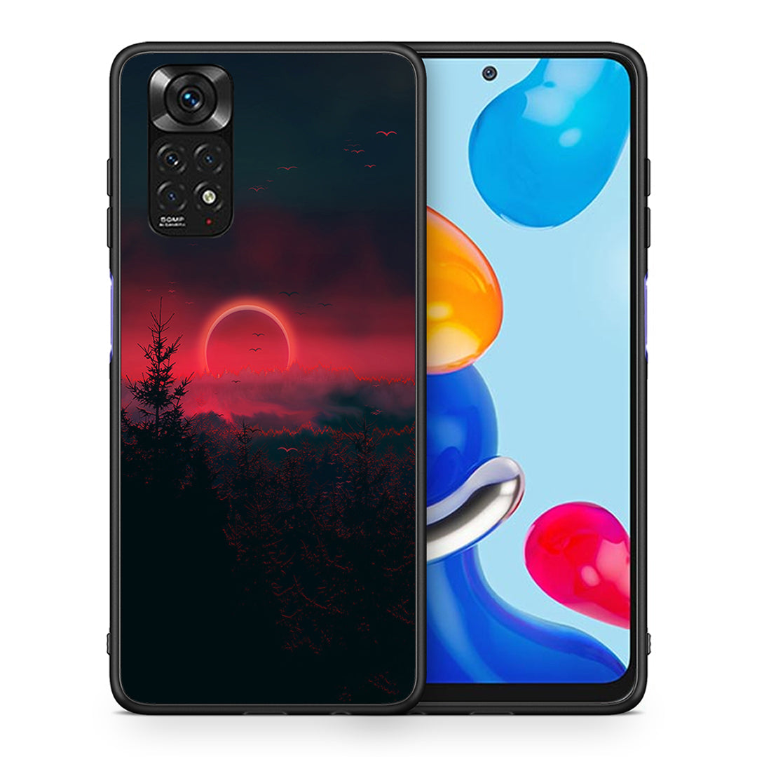Θήκη Xiaomi Redmi Note 11 Sunset Tropic από τη Smartfits με σχέδιο στο πίσω μέρος και μαύρο περίβλημα | Xiaomi Redmi Note 11 Sunset Tropic case with colorful back and black bezels