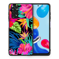 Thumbnail for Θήκη Xiaomi Redmi Note 11 Tropical Flowers από τη Smartfits με σχέδιο στο πίσω μέρος και μαύρο περίβλημα | Xiaomi Redmi Note 11 Tropical Flowers case with colorful back and black bezels