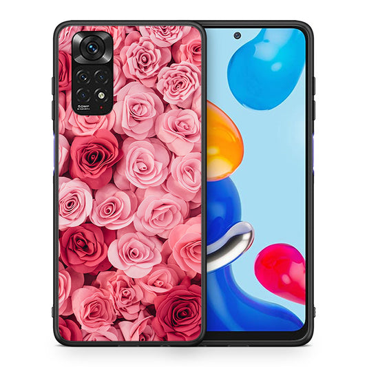 Θήκη Xiaomi Redmi Note 11 RoseGarden Valentine από τη Smartfits με σχέδιο στο πίσω μέρος και μαύρο περίβλημα | Xiaomi Redmi Note 11 RoseGarden Valentine case with colorful back and black bezels