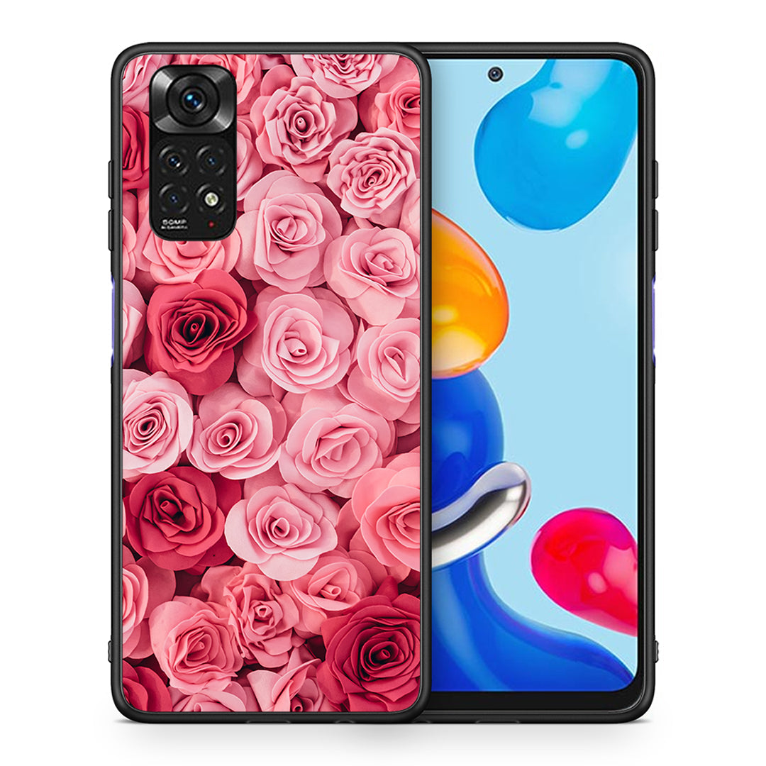 Θήκη Xiaomi Redmi Note 11 RoseGarden Valentine από τη Smartfits με σχέδιο στο πίσω μέρος και μαύρο περίβλημα | Xiaomi Redmi Note 11 RoseGarden Valentine case with colorful back and black bezels