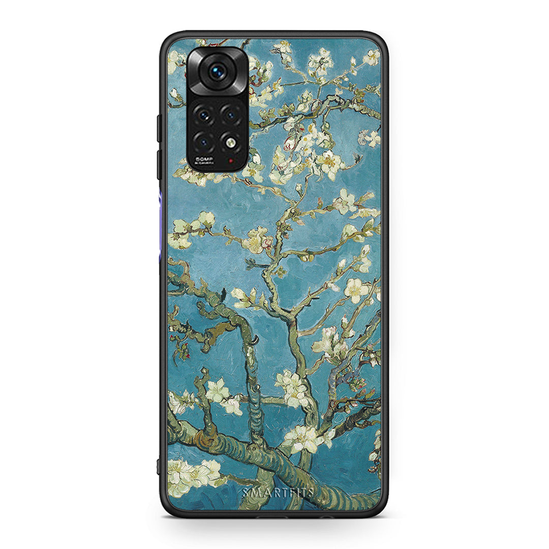 Xiaomi Redmi Note 11 White Blossoms θήκη από τη Smartfits με σχέδιο στο πίσω μέρος και μαύρο περίβλημα | Smartphone case with colorful back and black bezels by Smartfits