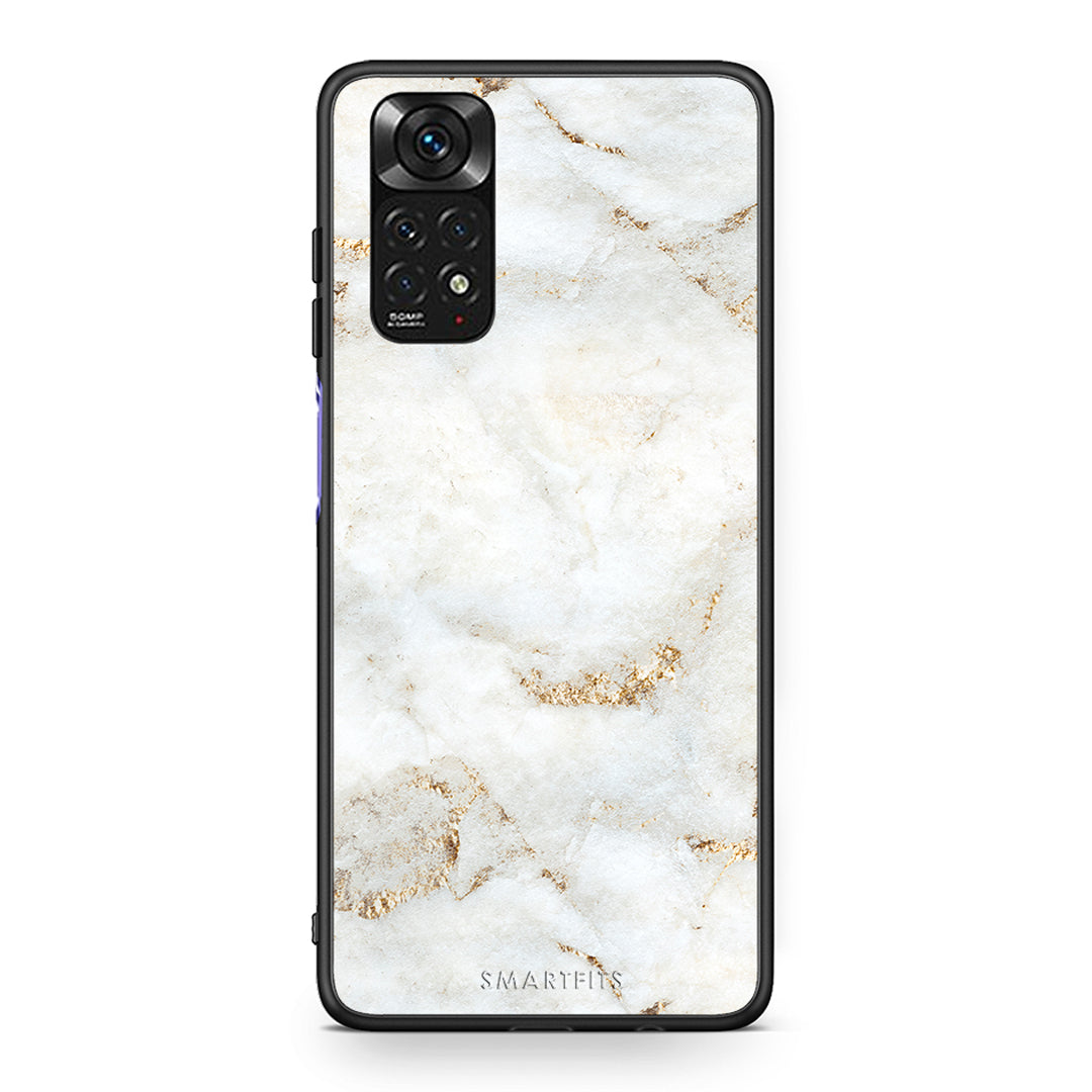 Xiaomi Redmi Note 11 White Gold Marble θήκη από τη Smartfits με σχέδιο στο πίσω μέρος και μαύρο περίβλημα | Smartphone case with colorful back and black bezels by Smartfits