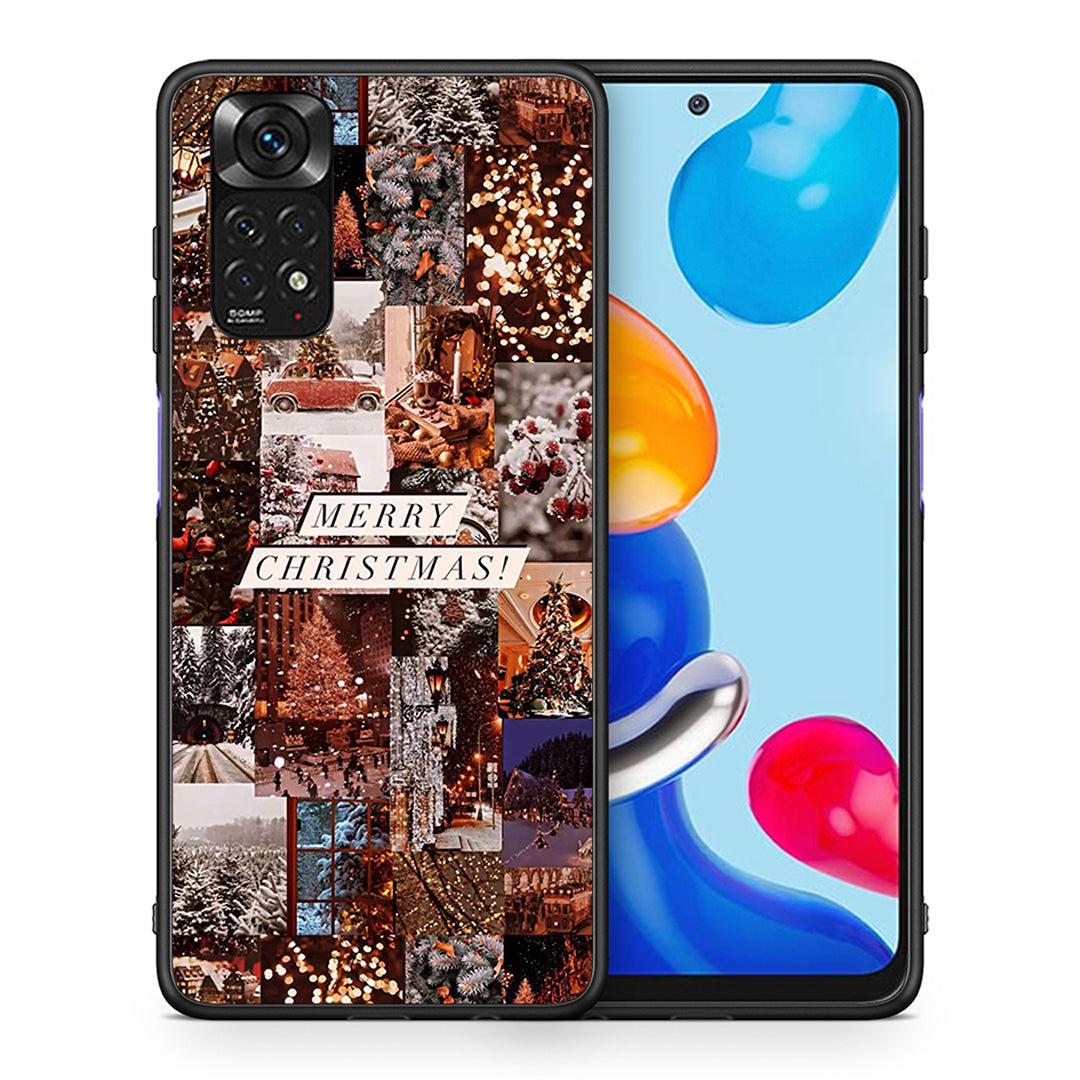 Χριστουγεννιάτικη Θήκη Xiaomi Redmi 10 / Redmi Note 11 4G Xmas Collage από τη Smartfits με σχέδιο στο πίσω μέρος και μαύρο περίβλημα | Xiaomi Redmi 10 / Redmi Note 11 4G Xmas Collage case with colorful back and black bezels