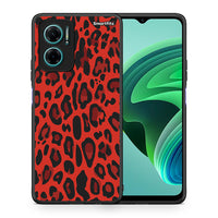 Thumbnail for Θήκη Xiaomi Redmi Note 11E Red Leopard Animal από τη Smartfits με σχέδιο στο πίσω μέρος και μαύρο περίβλημα | Xiaomi Redmi Note 11E Red Leopard Animal case with colorful back and black bezels