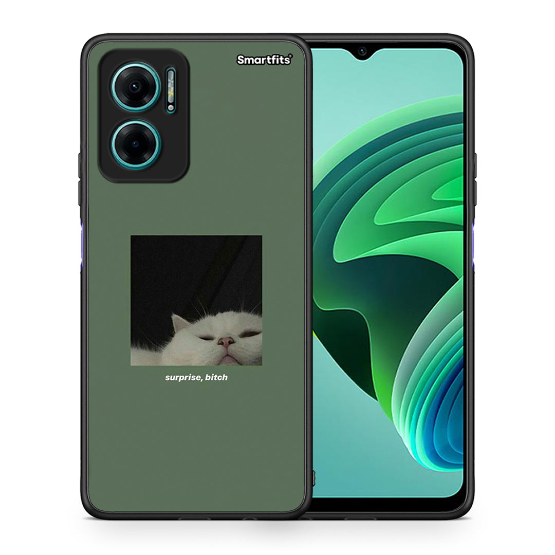 Θήκη Xiaomi Redmi Note 11E Bitch Surprise από τη Smartfits με σχέδιο στο πίσω μέρος και μαύρο περίβλημα | Xiaomi Redmi Note 11E Bitch Surprise case with colorful back and black bezels