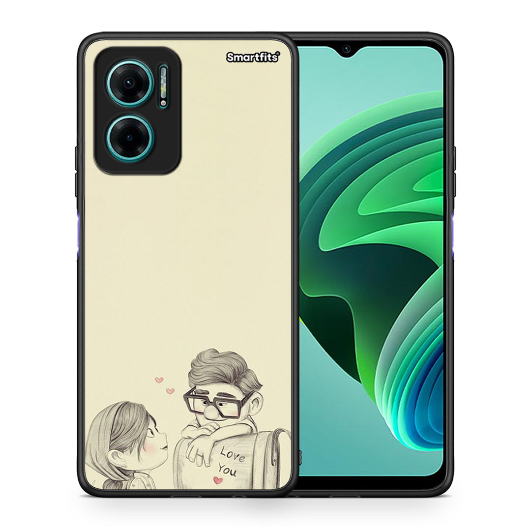 Θήκη Xiaomi Redmi Note 11E Carl And Ellie από τη Smartfits με σχέδιο στο πίσω μέρος και μαύρο περίβλημα | Xiaomi Redmi Note 11E Carl And Ellie case with colorful back and black bezels