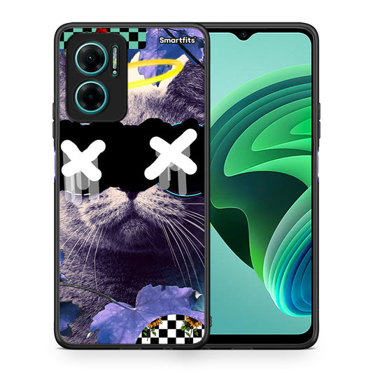 Θήκη Xiaomi Redmi Note 11E Cat Collage από τη Smartfits με σχέδιο στο πίσω μέρος και μαύρο περίβλημα | Xiaomi Redmi Note 11E Cat Collage case with colorful back and black bezels