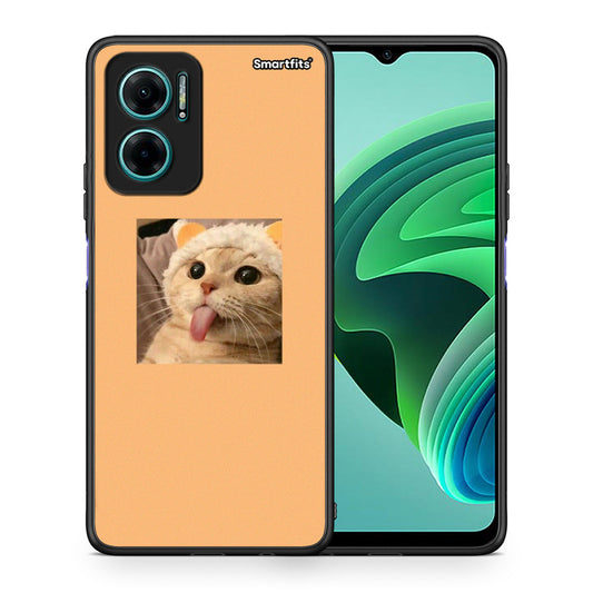 Θήκη Xiaomi Redmi Note 11E Cat Tongue από τη Smartfits με σχέδιο στο πίσω μέρος και μαύρο περίβλημα | Xiaomi Redmi Note 11E Cat Tongue case with colorful back and black bezels