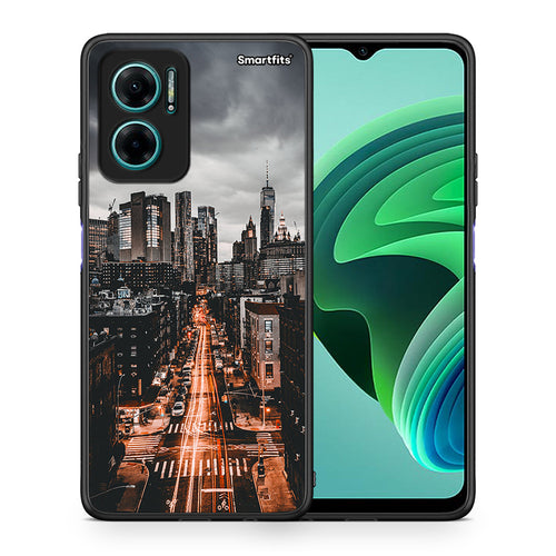 Θήκη Xiaomi Redmi Note 11E City Lights από τη Smartfits με σχέδιο στο πίσω μέρος και μαύρο περίβλημα | Xiaomi Redmi Note 11E City Lights case with colorful back and black bezels