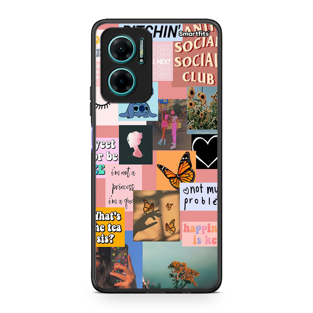 Xiaomi Redmi Note 11E Collage Bitchin Θήκη Αγίου Βαλεντίνου από τη Smartfits με σχέδιο στο πίσω μέρος και μαύρο περίβλημα | Smartphone case with colorful back and black bezels by Smartfits