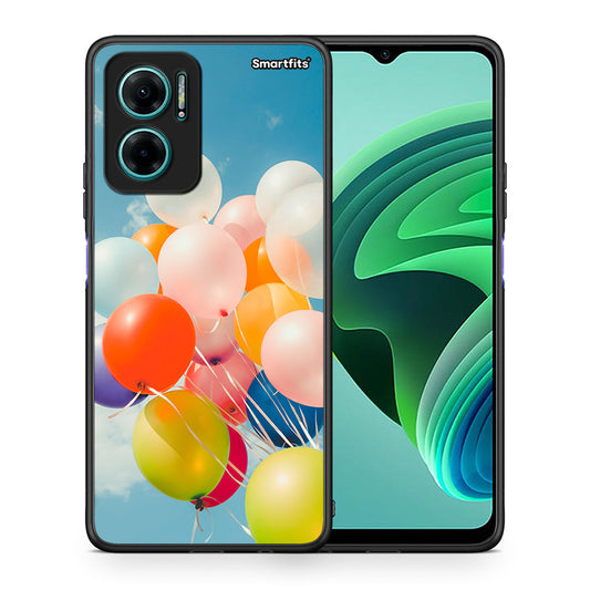 Θήκη Xiaomi Redmi Note 11E Colorful Balloons από τη Smartfits με σχέδιο στο πίσω μέρος και μαύρο περίβλημα | Xiaomi Redmi Note 11E Colorful Balloons case with colorful back and black bezels