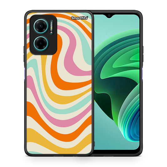 Θήκη Xiaomi Redmi Note 11E Colourful Waves από τη Smartfits με σχέδιο στο πίσω μέρος και μαύρο περίβλημα | Xiaomi Redmi Note 11E Colourful Waves case with colorful back and black bezels