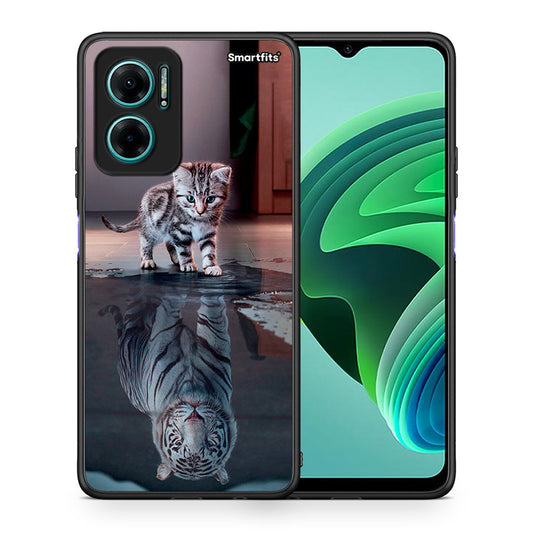 Θήκη Xiaomi Redmi Note 11E Tiger Cute από τη Smartfits με σχέδιο στο πίσω μέρος και μαύρο περίβλημα | Xiaomi Redmi Note 11E Tiger Cute case with colorful back and black bezels