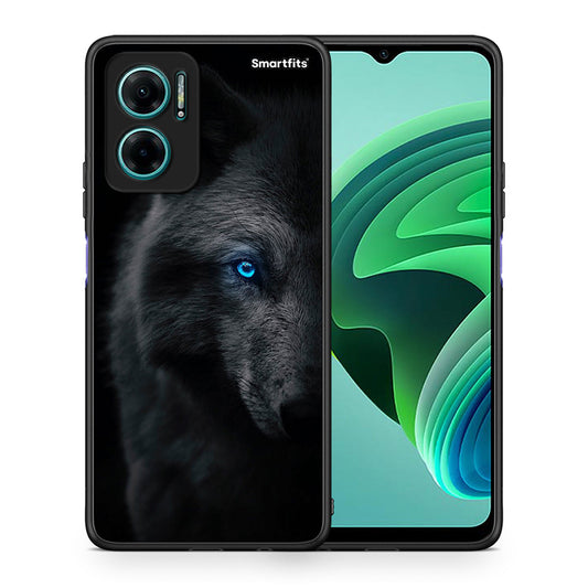 Θήκη Xiaomi Redmi Note 11E Dark Wolf από τη Smartfits με σχέδιο στο πίσω μέρος και μαύρο περίβλημα | Xiaomi Redmi Note 11E Dark Wolf case with colorful back and black bezels