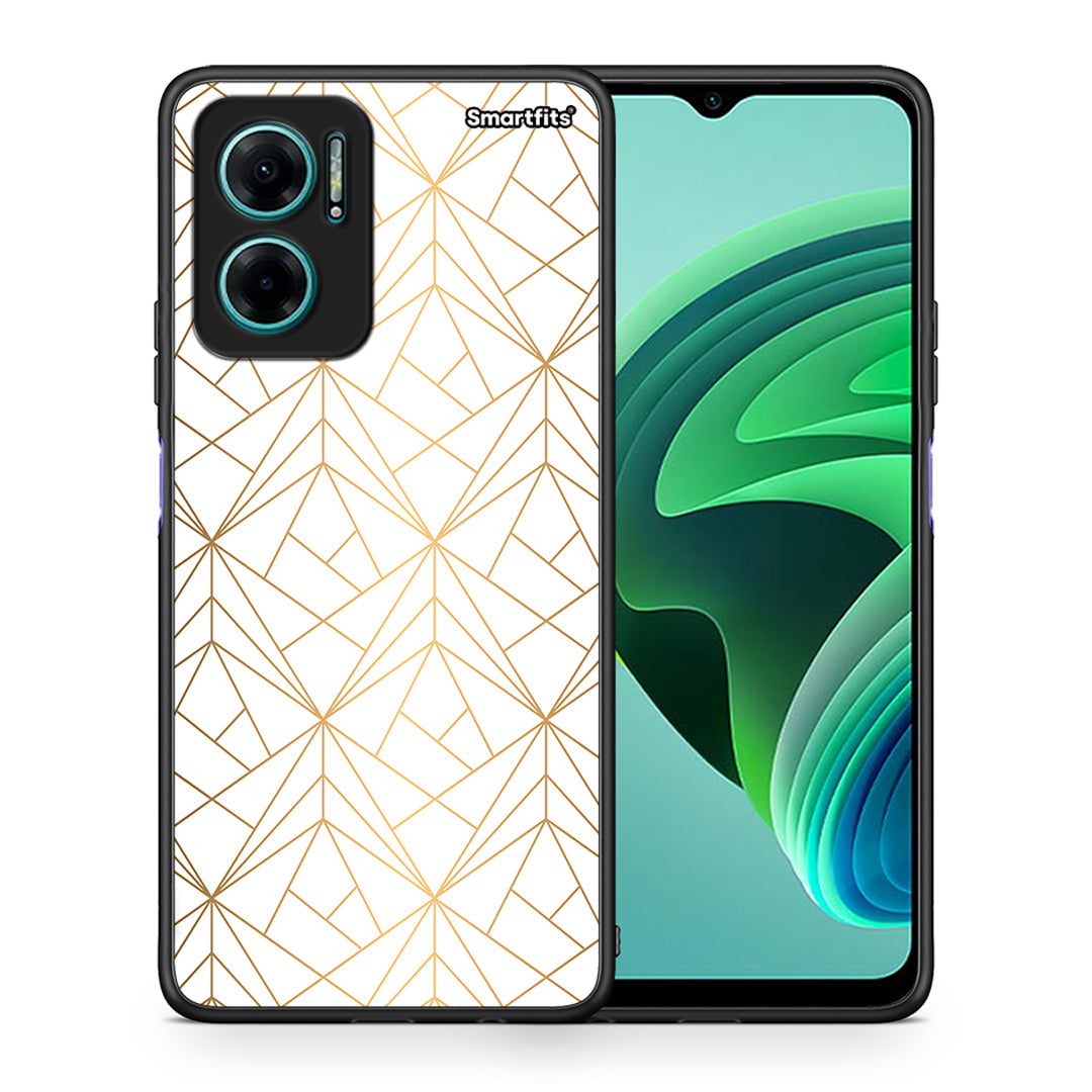 Θήκη Xiaomi Redmi Note 11E Luxury White Geometric από τη Smartfits με σχέδιο στο πίσω μέρος και μαύρο περίβλημα | Xiaomi Redmi Note 11E Luxury White Geometric case with colorful back and black bezels