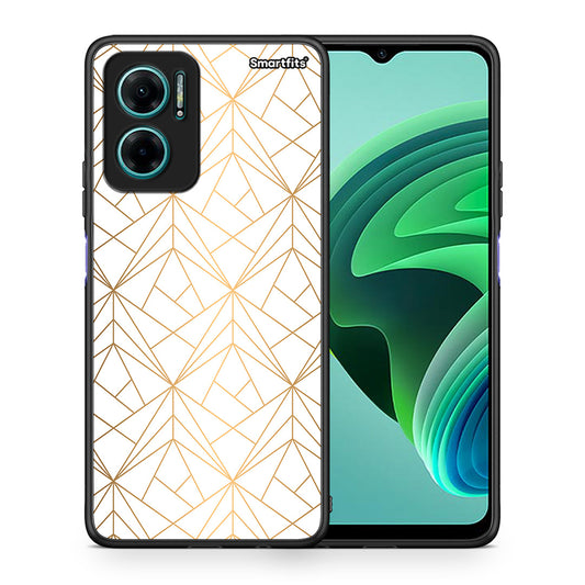 Θήκη Xiaomi Redmi Note 11E Luxury White Geometric από τη Smartfits με σχέδιο στο πίσω μέρος και μαύρο περίβλημα | Xiaomi Redmi Note 11E Luxury White Geometric case with colorful back and black bezels