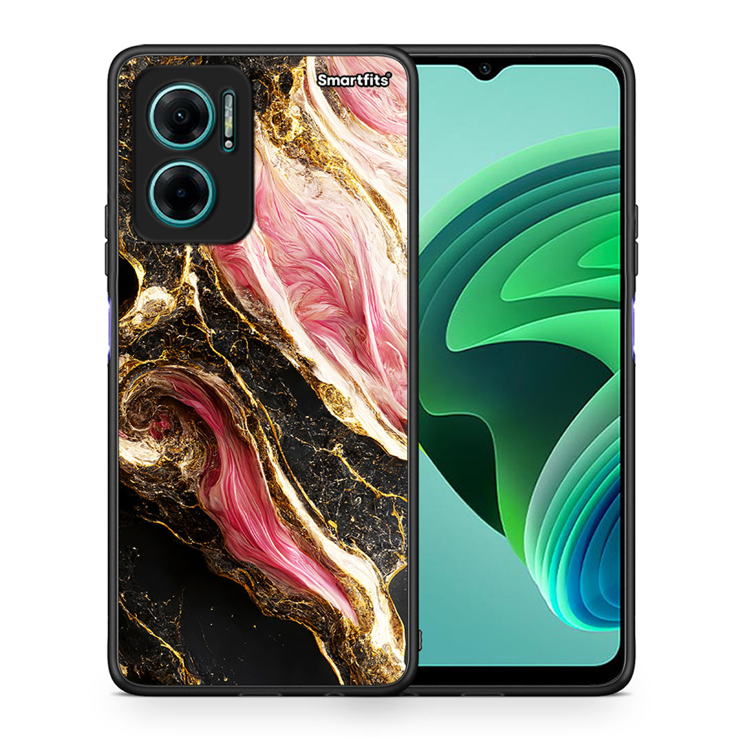 Θήκη Xiaomi Redmi Note 11E Glamorous Pink Marble από τη Smartfits με σχέδιο στο πίσω μέρος και μαύρο περίβλημα | Xiaomi Redmi Note 11E Glamorous Pink Marble case with colorful back and black bezels